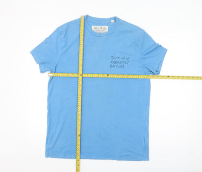 Jack Wills Men's Blue Regular Fit Crew Neck Cotton T-Shirt Size M