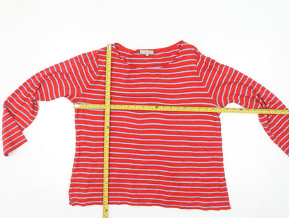 Hobbs London Women's Red Striped Boat Neck Long Sleeve Jersey Top XL