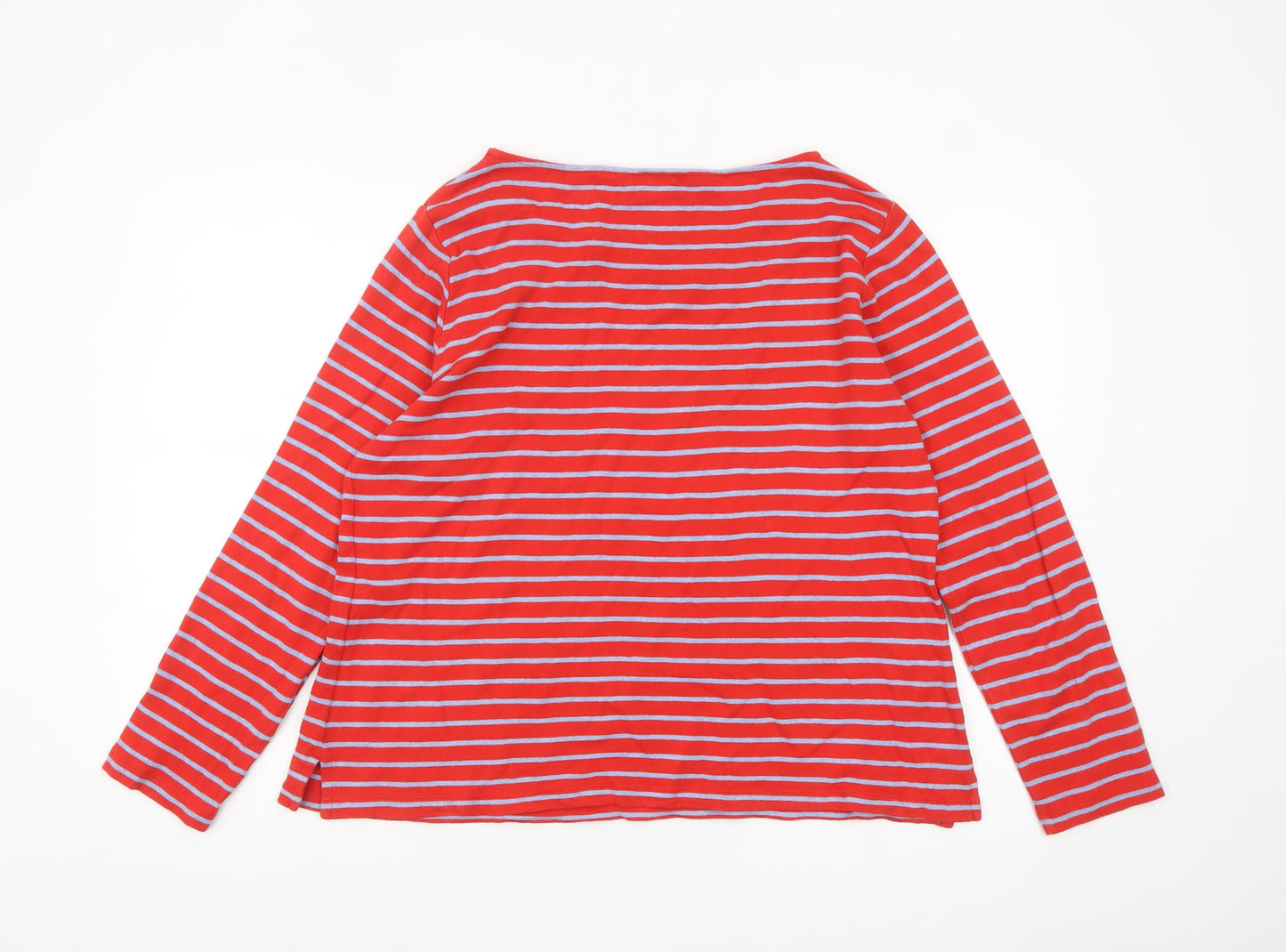 Hobbs London Women's Red Striped Boat Neck Long Sleeve Jersey Top XL