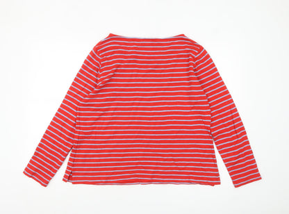 Hobbs London Women's Red Striped Boat Neck Long Sleeve Jersey Top XL
