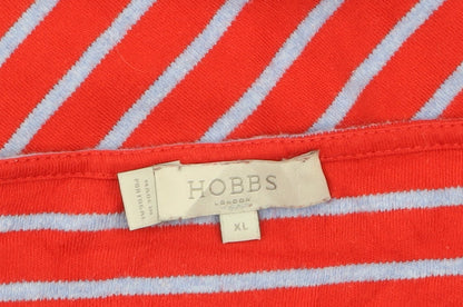Hobbs London Women's Red Striped Boat Neck Long Sleeve Jersey Top XL