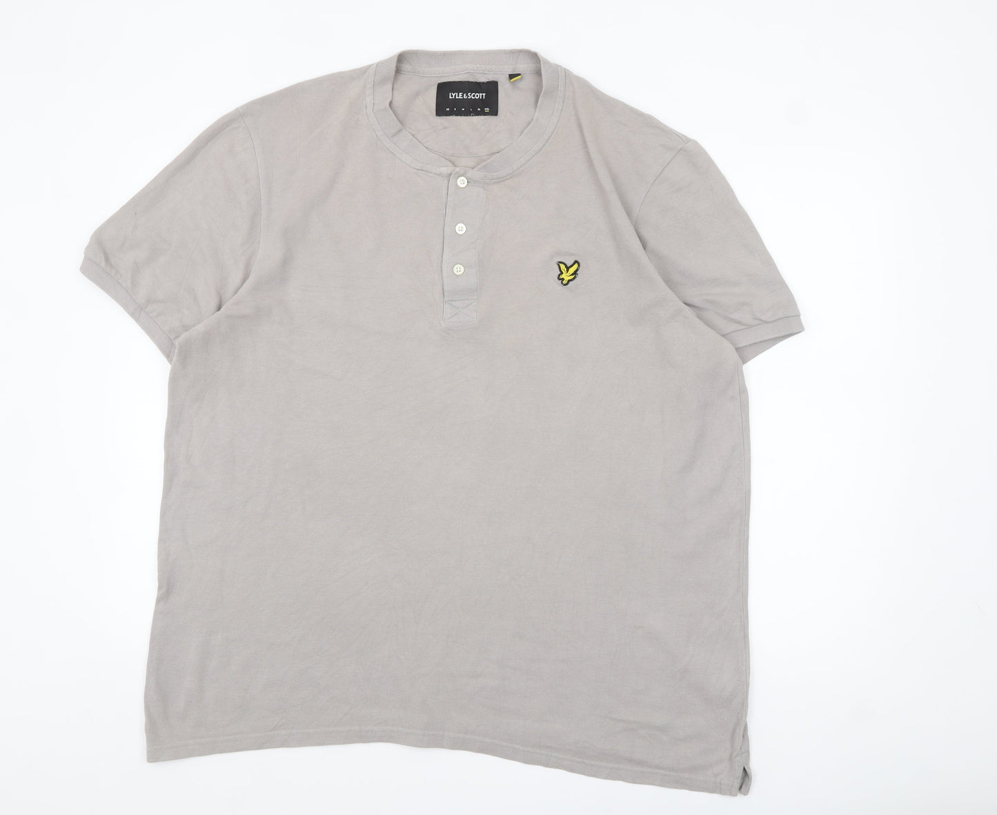 Lyle & Scott Men's Grey 2XL Henley Polo Shirt 100% Cotton