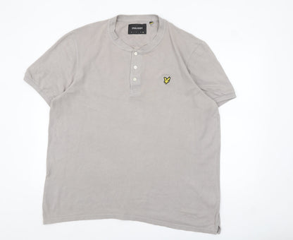 Lyle & Scott Men's Grey 2XL Henley Polo Shirt 100% Cotton