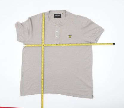 Lyle & Scott Men's Grey 2XL Henley Polo Shirt 100% Cotton
