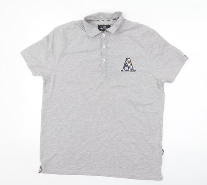 Aquascutum Men Grey Short Sleeve Polo Shirt XL Classic Fit