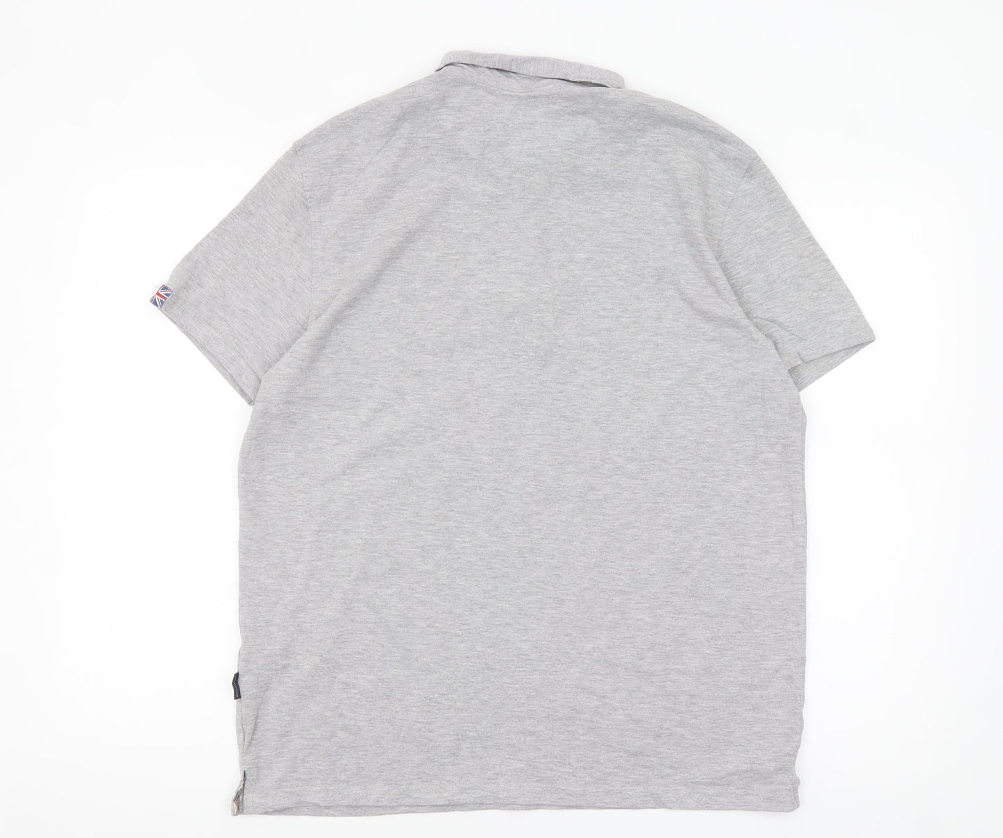 Aquascutum Men Grey Short Sleeve Polo Shirt XL Classic Fit