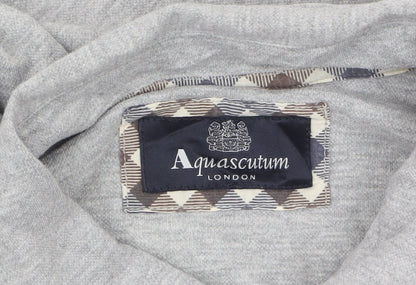 Aquascutum Men Grey Short Sleeve Polo Shirt XL Classic Fit
