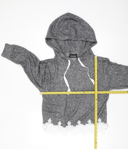 The Kooples Sport Womens Grey Lace Trim Hoodie Size S Viscose Blend