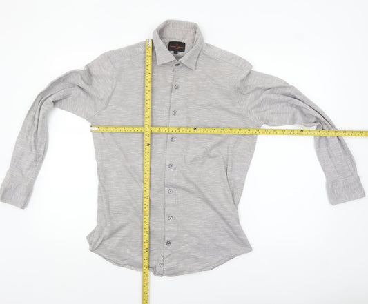 Simon Carter Men's Grey Cotton Long Sleeve Button-Up Shirt M