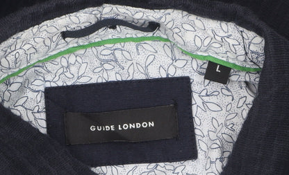 Guide London Men's Blue Cotton Short Sleeve Polo Shirt Size L