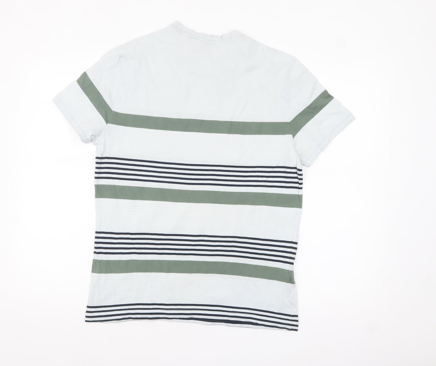 Original Penguin Men's White Green Striped Crew Neck T-Shirt M