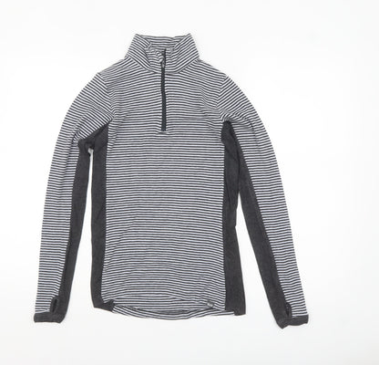 BAM Women Black & White Striped 1/4 Zip Pullover Sweatshirt Size 10