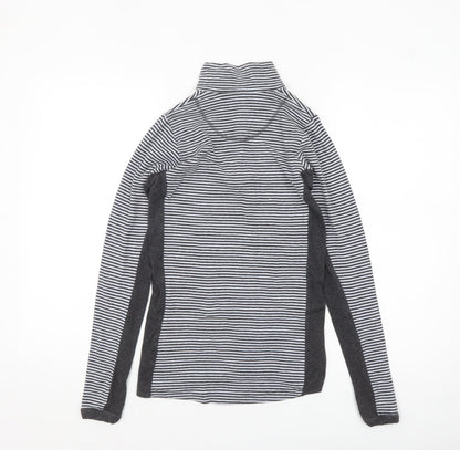 BAM Women Black & White Striped 1/4 Zip Pullover Sweatshirt Size 10