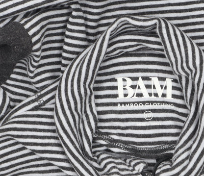 BAM Women Black & White Striped 1/4 Zip Pullover Sweatshirt Size 10