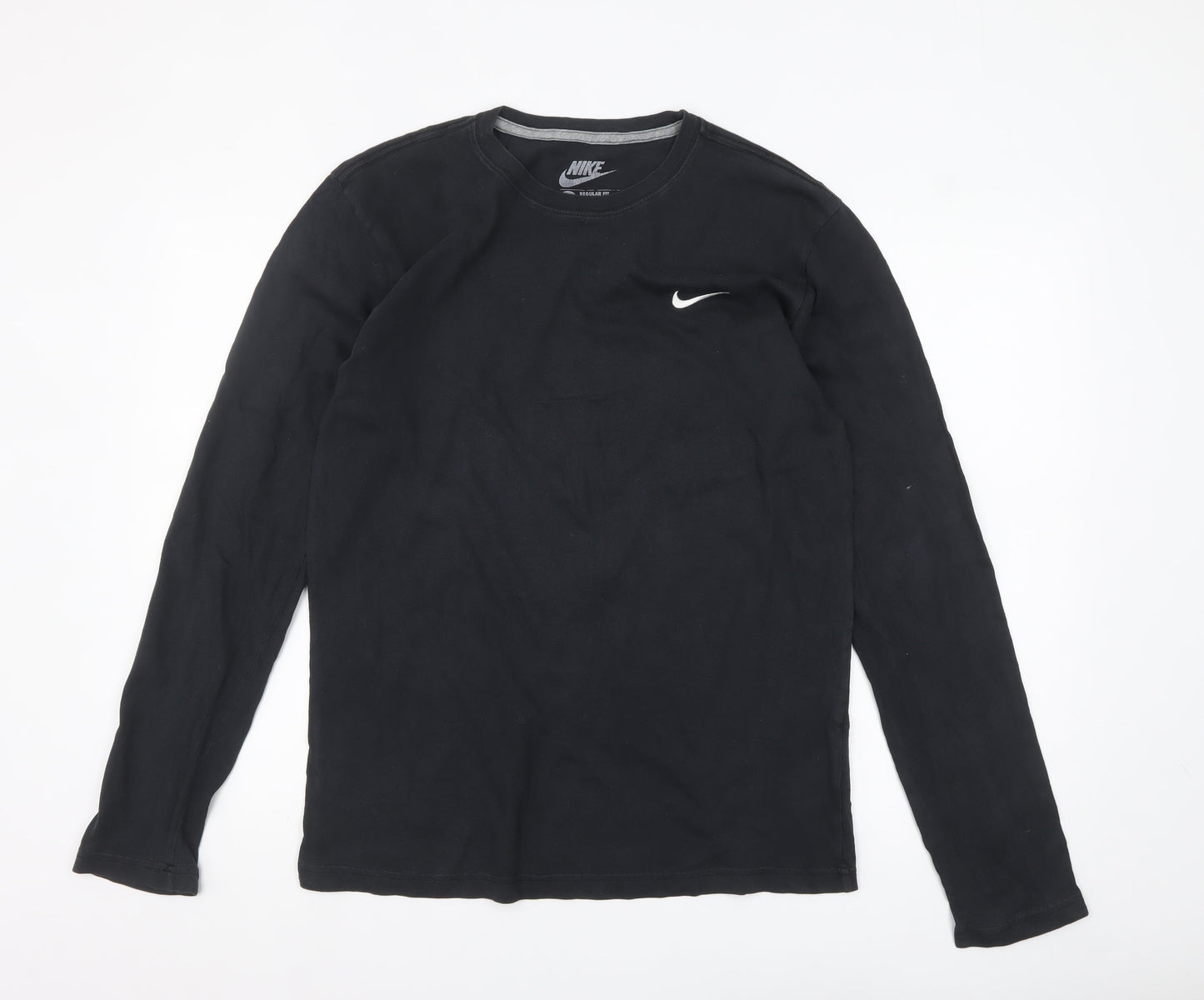 Nike Men's Black Long Sleeve Regular Fit Cotton Top M