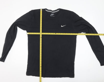 Nike Men's Black Long Sleeve Regular Fit Cotton Top M