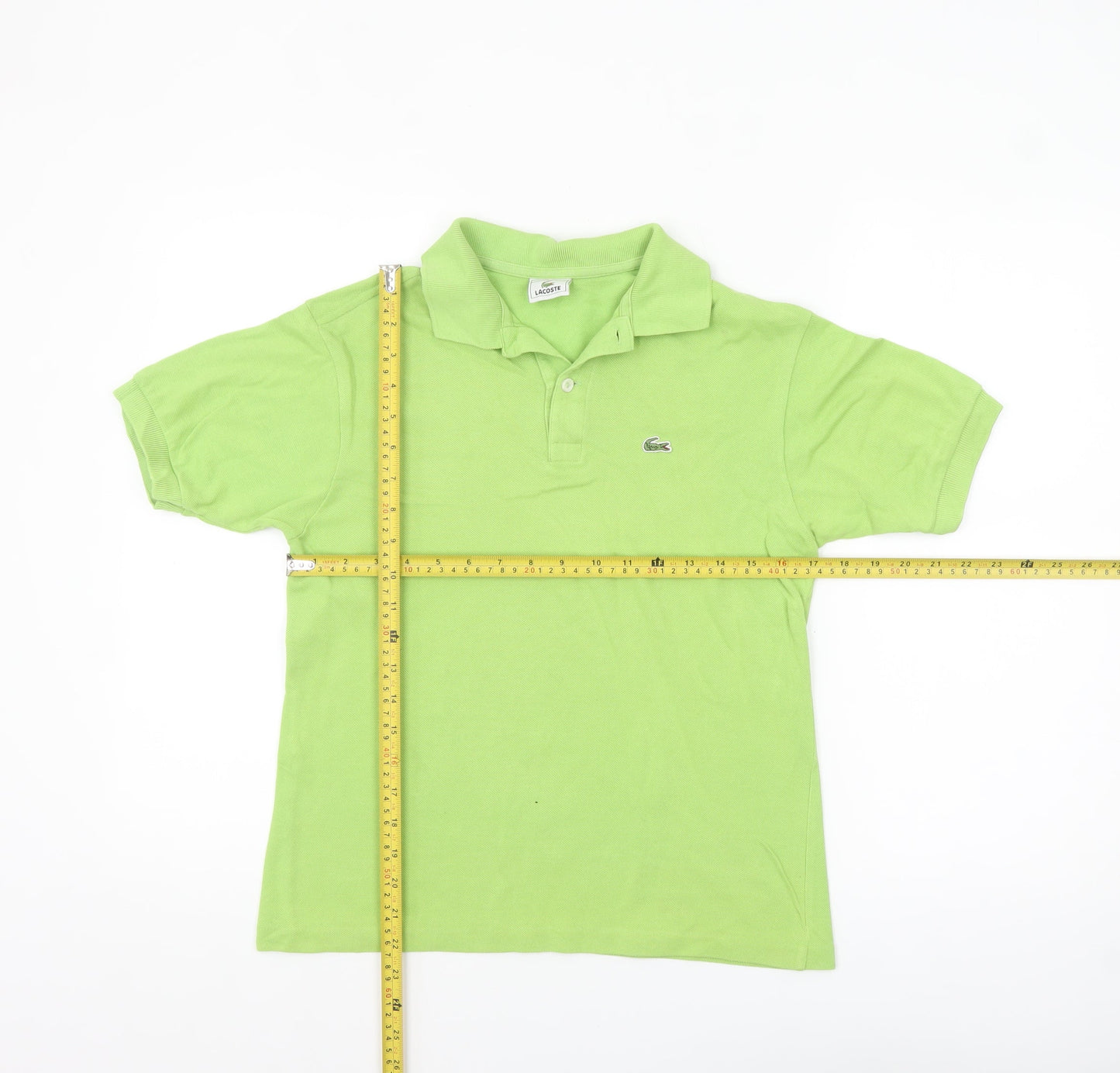 Lacoste Womens Green Cotton Polo Shirt Size 14 Short Sleeve Classic