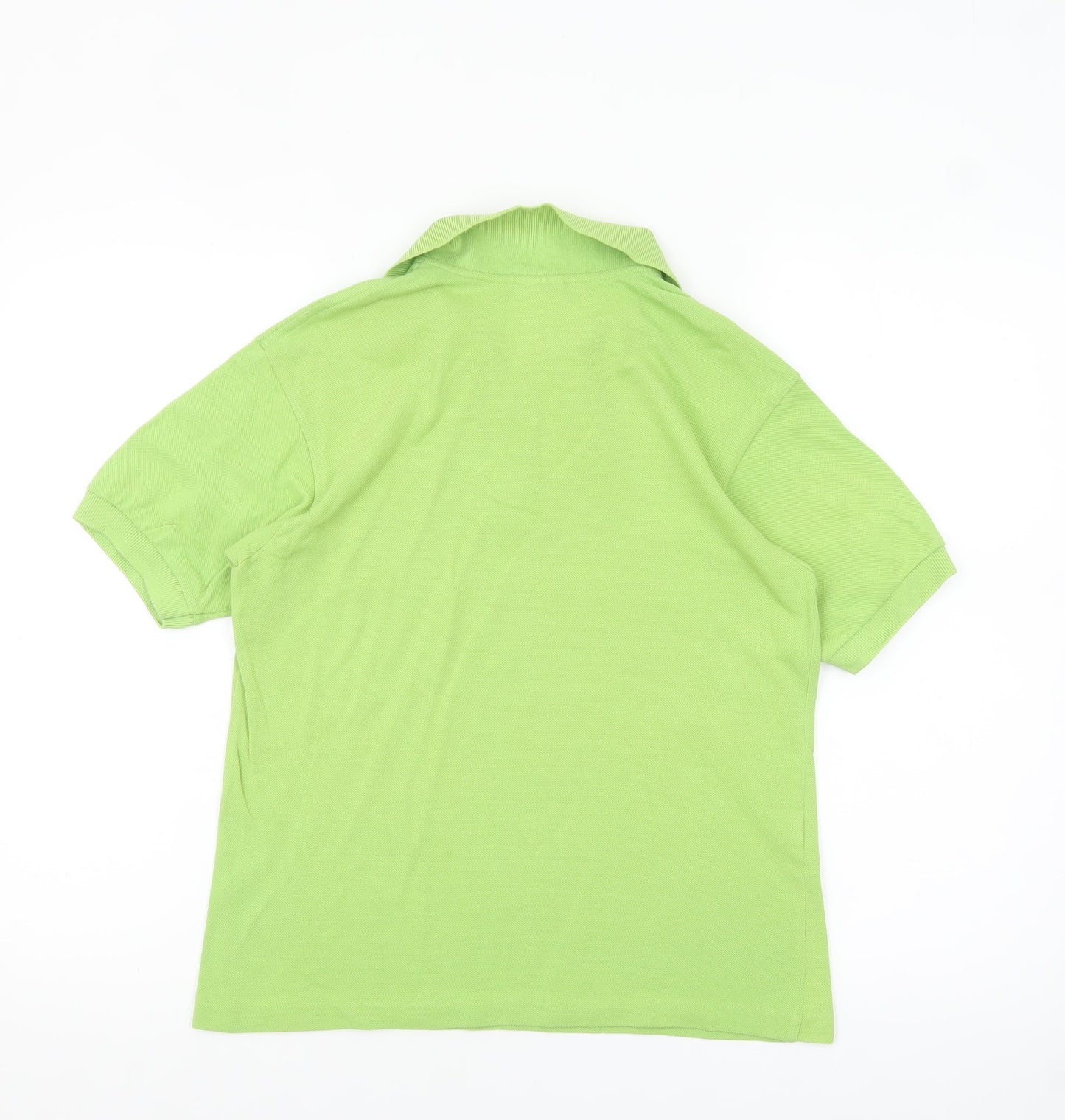Lacoste Womens Green Cotton Polo Shirt Size 14 Short Sleeve Classic