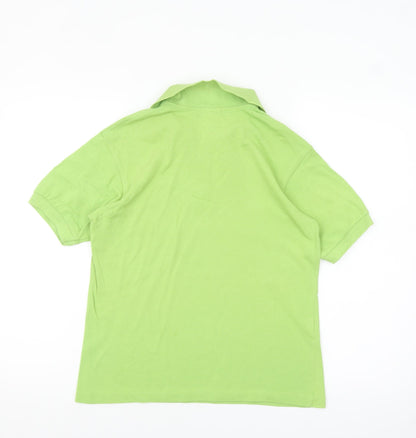 Lacoste Womens Green Cotton Polo Shirt Size 14 Short Sleeve Classic