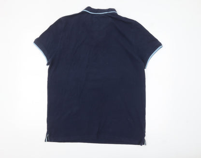 William Hunt Men's Blue XL Polo Shirt Classic Fit Cotton