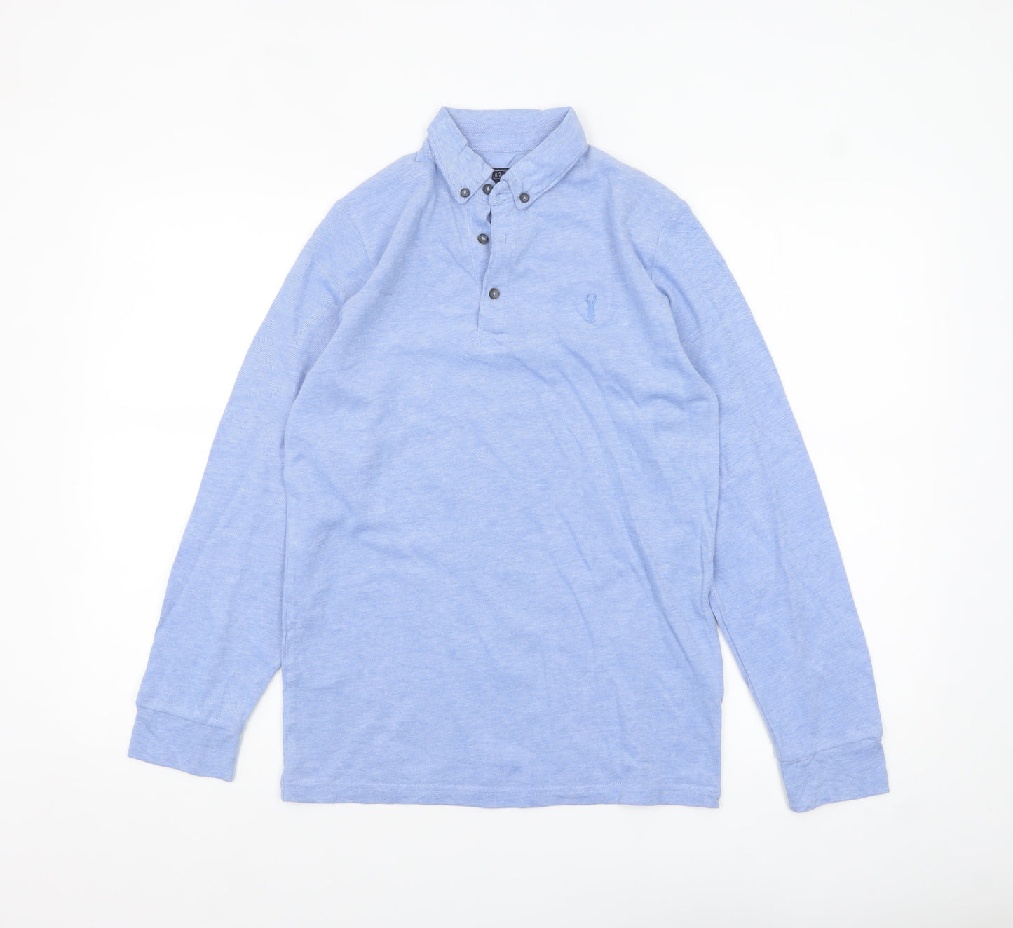 Next Boys Blue Long Sleeve Polo Shirt 12 Years Cotton Stretch Casual Top
