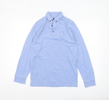Next Boys Blue Long Sleeve Polo Shirt 12 Years Cotton Stretch Casual Top