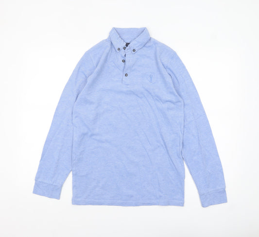 Next Boys Blue Long Sleeve Polo Shirt 12 Years Cotton Stretch Casual Top