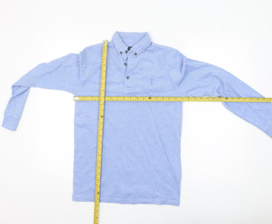 Next Boys Blue Long Sleeve Polo Shirt 12 Years Cotton Stretch Casual Top