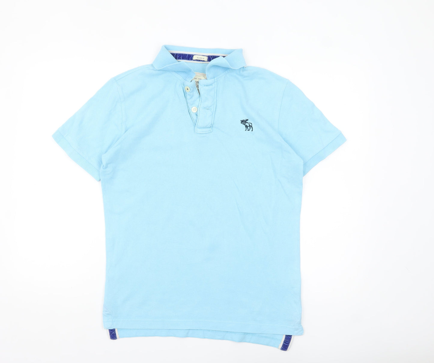 Abercrombie & Fitch Men’s Blue Muscle Fit Cotton Polo Shirt Size S