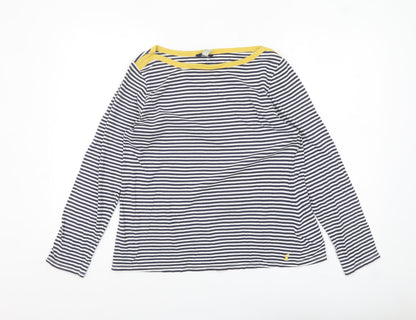 Joules Women’s Blue Striped Long Sleeve Cotton Boat Neck T-Shirt UK 14