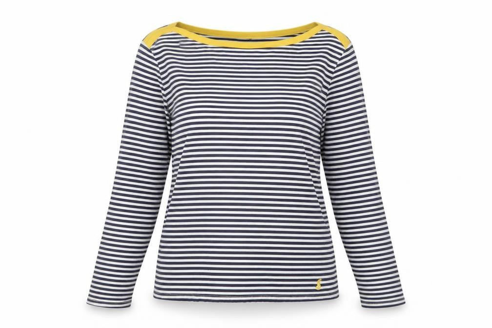 Joules Women’s Blue Striped Long Sleeve Cotton Boat Neck T-Shirt UK 14