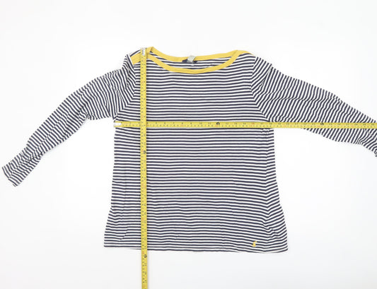 Joules Women’s Blue Striped Long Sleeve Cotton Boat Neck T-Shirt UK 14