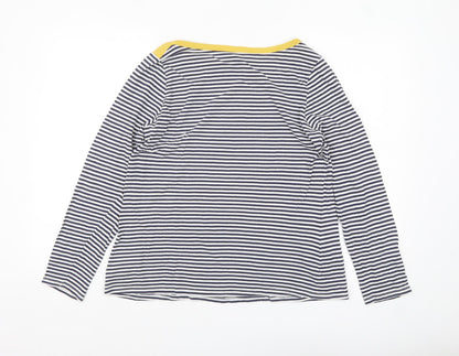 Joules Women’s Blue Striped Long Sleeve Cotton Boat Neck T-Shirt UK 14