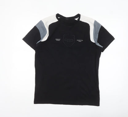 883 Police Mens Black Colourblock Crew Neck Cotton T-Shirt Size M