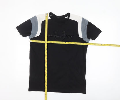 883 Police Mens Black Colourblock Crew Neck Cotton T-Shirt Size M