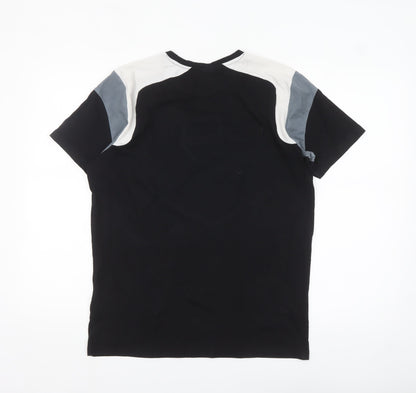883 Police Mens Black Colourblock Crew Neck Cotton T-Shirt Size M