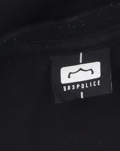 883 Police Mens Black Colourblock Crew Neck Cotton T-Shirt Size M