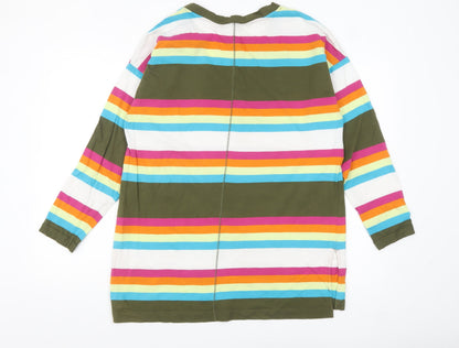 Next Women’s Multicoloured Stripe V-Neck Cotton 3/4 Sleeve T-Shirt Size 16