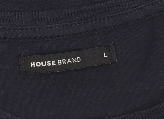 House Brand Women's Blue Boston T-Shirt Size L Short Sleeve