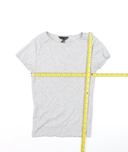 New Look Girls Grey Ribbed Short Sleeve T-Shirt Size 10 UK Cotton Blend