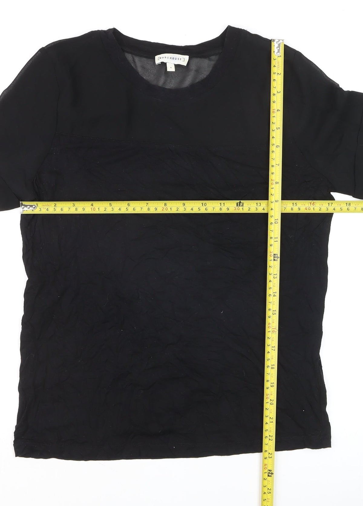 Warehouse Women’s Black Short Sleeve Basic Blouse UK 8