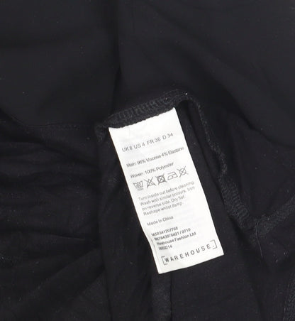 Warehouse Women’s Black Short Sleeve Basic Blouse UK 8