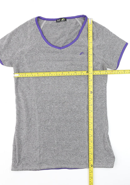 F&F Active Womens Grey V-Neck Short Sleeve Sports T-Shirt Size M