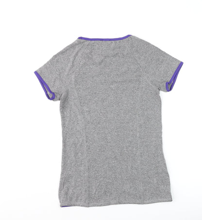 F&F Active Womens Grey V-Neck Short Sleeve Sports T-Shirt Size M