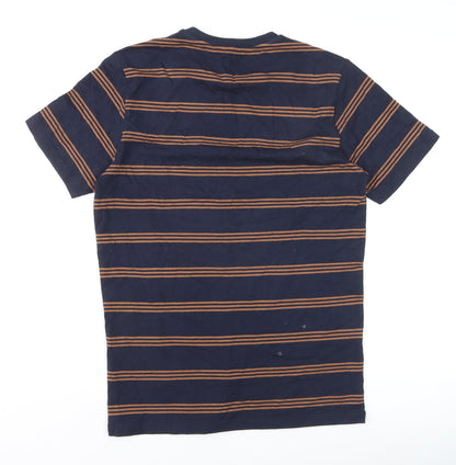 Next Men's Blue Striped Cotton Crew Neck Regular Fit T-Shirt Size S