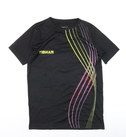 Tibhar Boys Black XS Sports T-Shirt Lightweight Moisture Wicking Top
