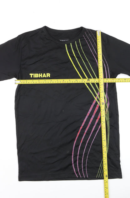 Tibhar Boys Black XS Sports T-Shirt Lightweight Moisture Wicking Top