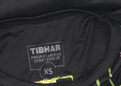 Tibhar Boys Black XS Sports T-Shirt Lightweight Moisture Wicking Top