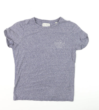 Jack Wills Womens Blue Basic Jersey T-Shirt UK 10 Short Sleeve