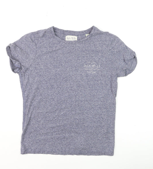 Jack Wills Womens Blue Basic Jersey T-Shirt UK 10 Short Sleeve